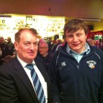 Dr Michael O Flynn with man of the match seaghan Gleeson after the seniors victory v Wanderers